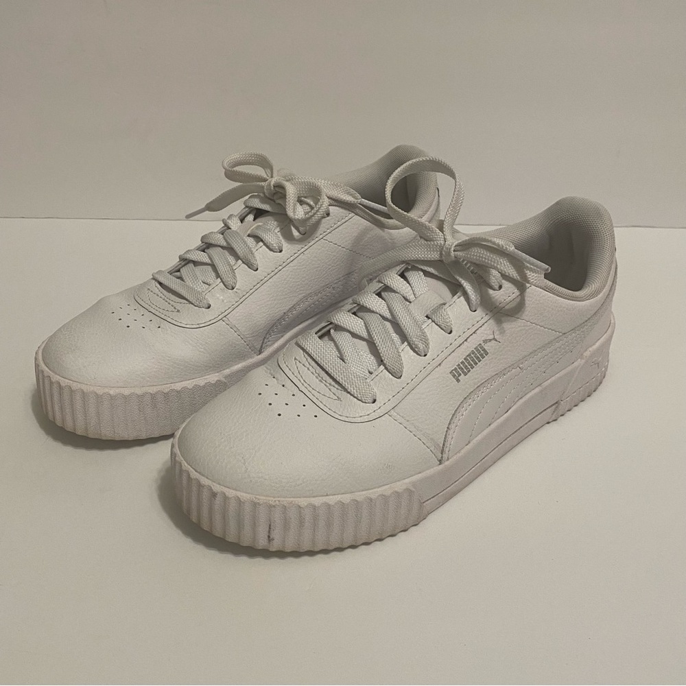 PUMA Carina Soft Foam White Sneakers Lace Up Shoes Optimal Comfort Size 8.5 - Picture 3 of 13
